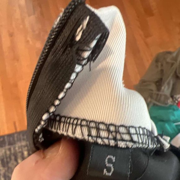 Black and white jumpsuit.  Classy, elegant neckline.  Size small - Picture 4 of 7